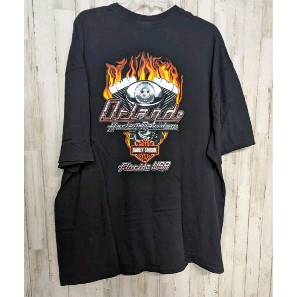 Harley-Davidson Orlando 3XL T-shirt 2014 Skull Fire Motorcycle Biker